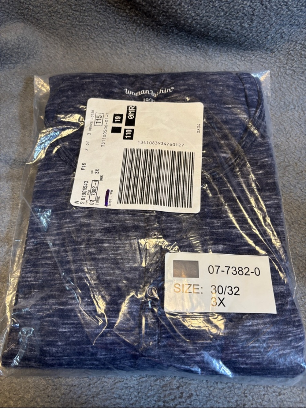 Woman Within Heathered Navy Tunic Top